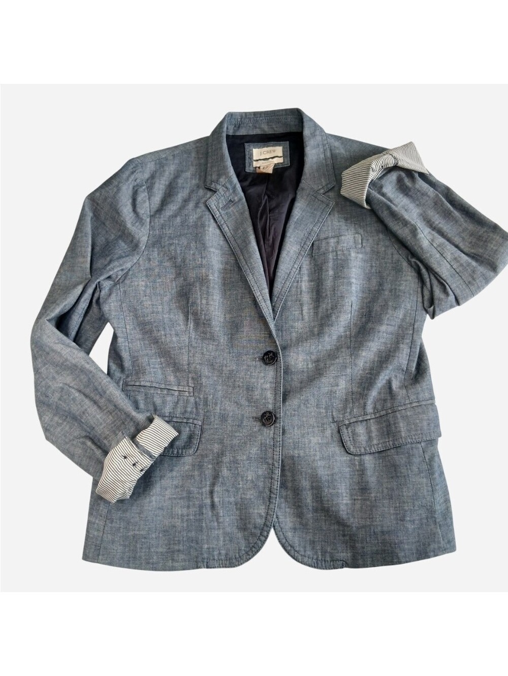 J.Crew Schoolboy Blazer 10 Blue Chambray Preppy Coastal Light Academia